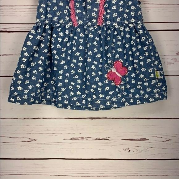 Duck Duck Goose Girls Blue And Pink Trim Butterfly Dress 12 Months - Picture 4 of 8
